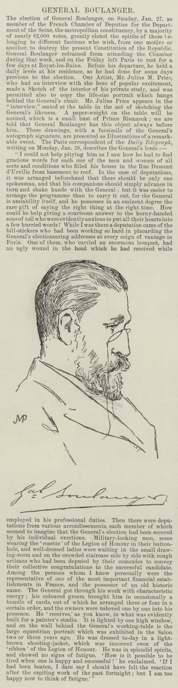 General Boulanger by Julius Mandes Price
